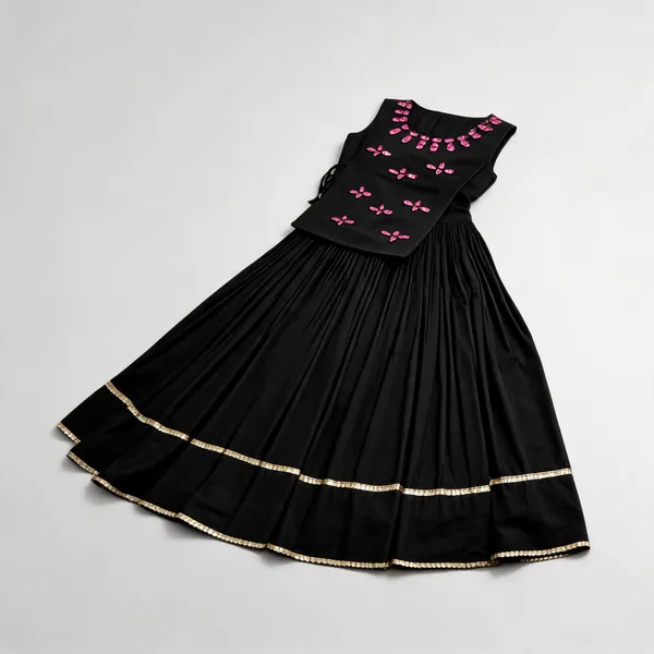 Black_Rayon_Cotton_Mirror_Handwork_Jacket_Lehenga_Choli_For_Women