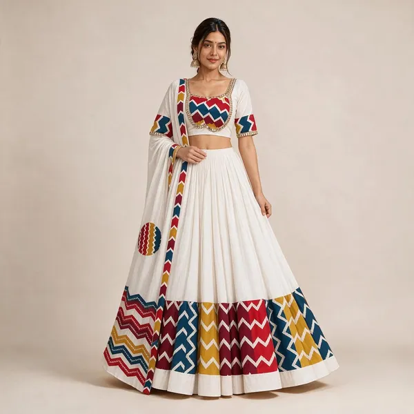 Multicolor_Cotton_Paithani_Weave_Embroidered_Lehenga_Choli_For_Women