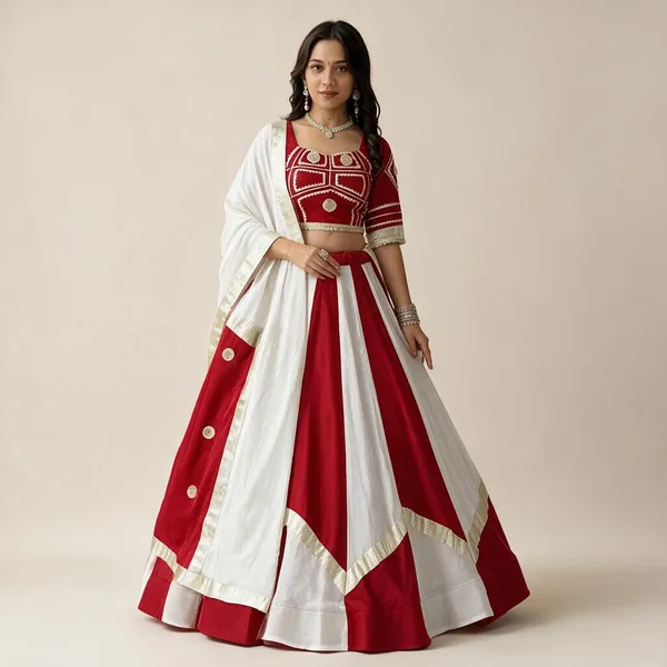 Red_White_Pure_Cotton_Gota_Patti_Handwork_6M_Flair_Lehenga_Choli_For_Women
