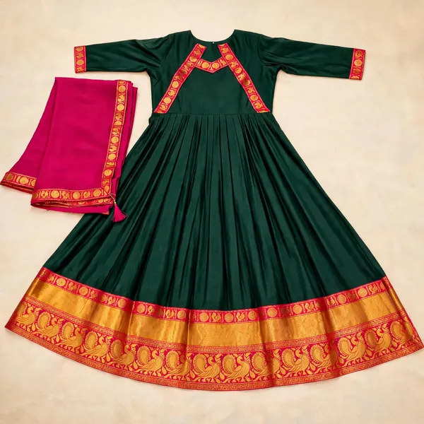 Olive_Green_Cotton_Spun_Festive_Gown_For_Women