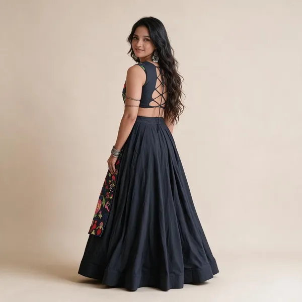 Black_Cora_Cotton_Gamthi_Thread_Work_Garba_Lehenga_Set_For_Women