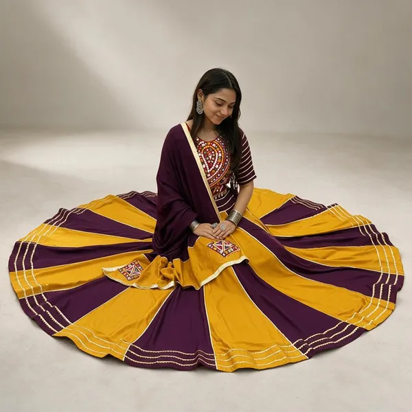 Yellow_Violet_Pure_Cotton_Gamthi_Gota_Patti_Lehenga_Choli_For_Women