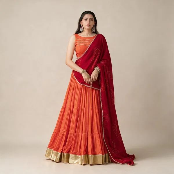 Red_Rayon_Embossed_Lace_Lehenga_Choli_Set_For_Women