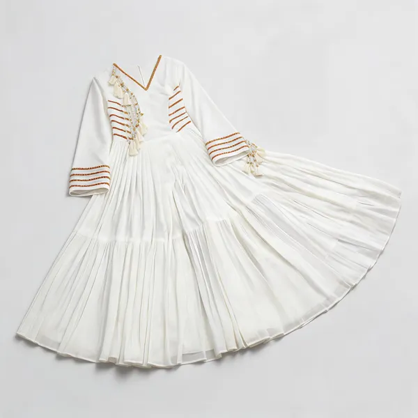 White_Pure_Cotton_Flared_Festive_Gown_For_Women