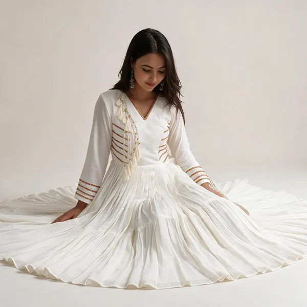 White_Pure_Cotton_Flared_Festive_Gown_For_Women