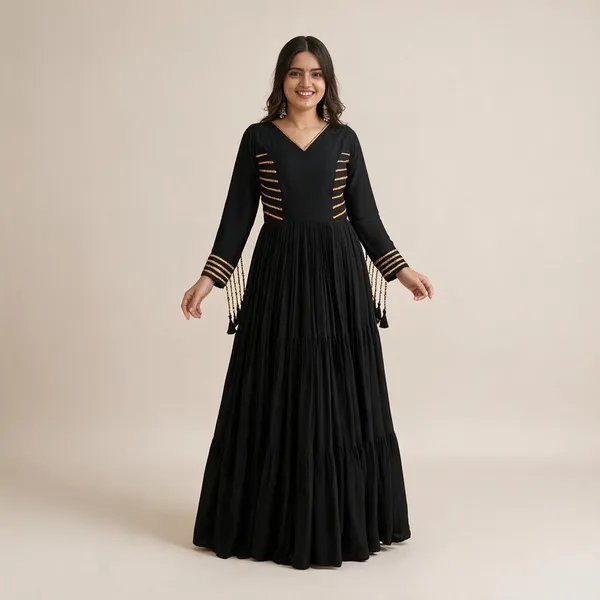 Black_Pure_Cotton_Flared_Festive_Gown_For_Women