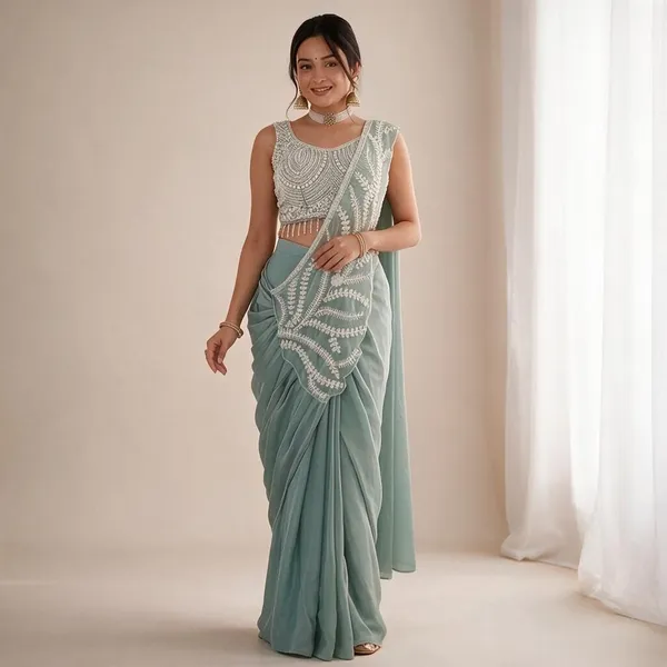Sage_Green_Rangoli_Silk_Embroidery_Sequin_Ready_To_Wear_Saree_For_Women