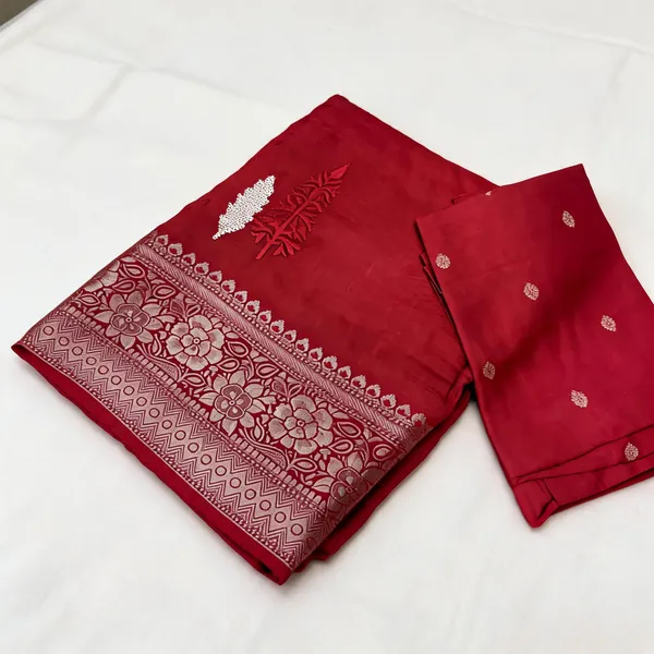 Crimson_Red_Viscose_Mysore_Crepe_Sequin_Zari_Woven_Border_Saree_For_Women