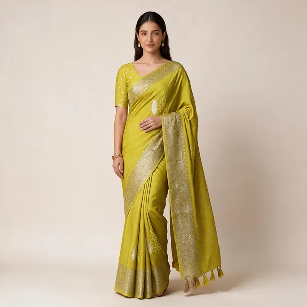 Lemon_Green_Viscose_Mysore_Crepe_Sequin_Zari_Woven_Border_Saree_For_Women
