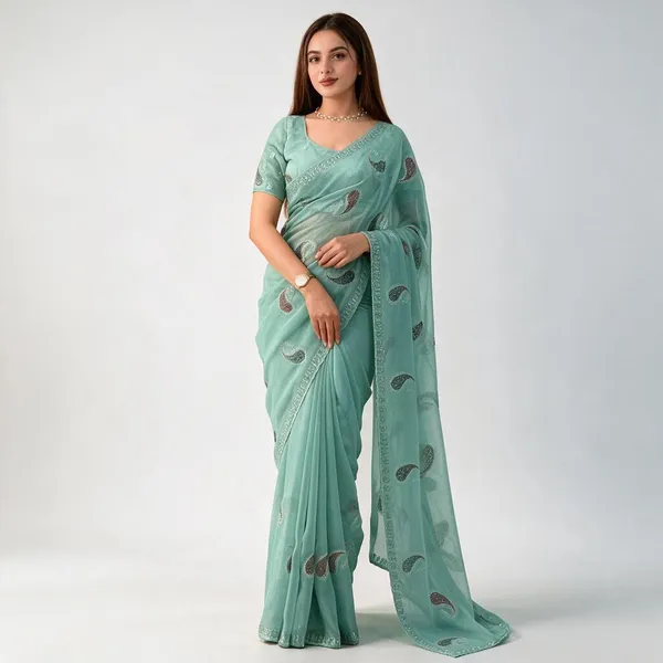 Aqua_Blue_Melbourne_Simmer_Silk_Kashmiri_Embroidery_Swarovski_Saree_For_Women