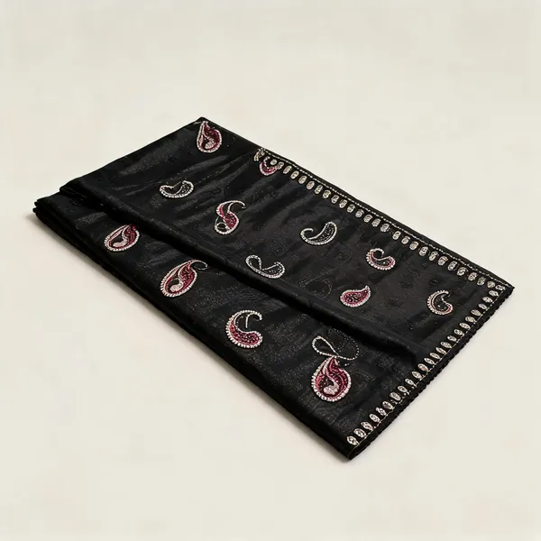 Black_Melbourne_Simmer_Silk_Kashmiri_Embroidery_Swarovski_Saree_For_Women
