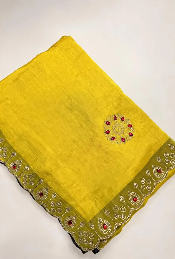Haldi_Yellow_Chiffon_Fendi_Silk_Handwork_Jarkan_Stone_Saree_For_Women