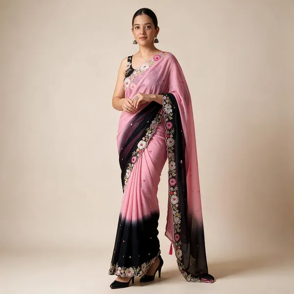 Pink_Georgette_Sequin_Embroidered_Party_Wear_Saree_For_Women