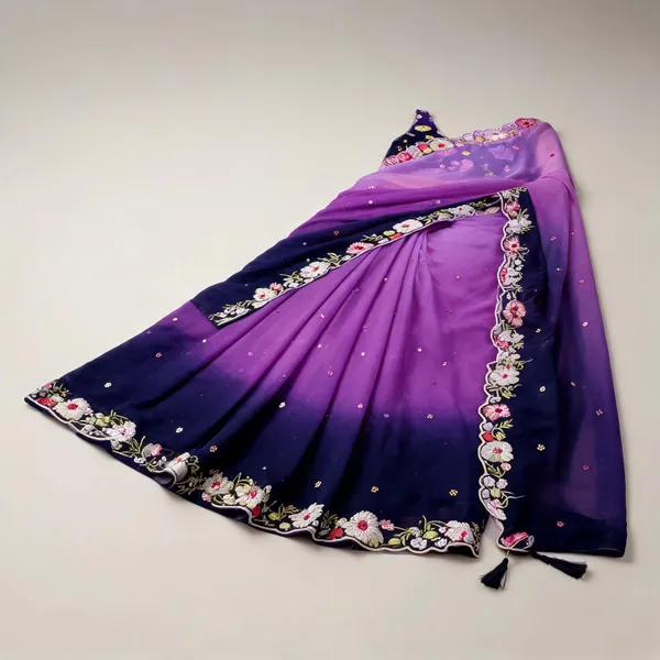 Purple_Georgette_Sequin_Embroidered_Party_Wear_Saree_For_Women