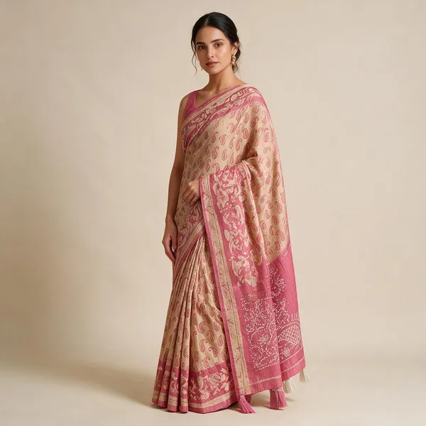 Rani_Pink_Cotton_Thread_Sequin_Embroidered_Festive_Saree_For_Women