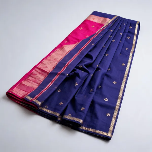 Navy_Blue_Linen_Slub_Jacquard_Woven_Festive_Saree_For_Women