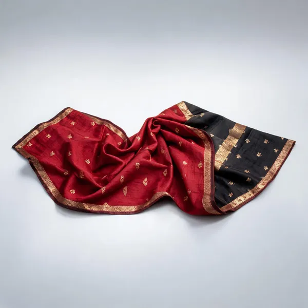 Maroon_Linen_Slub_Jacquard_Woven_Festive_Saree_For_Women