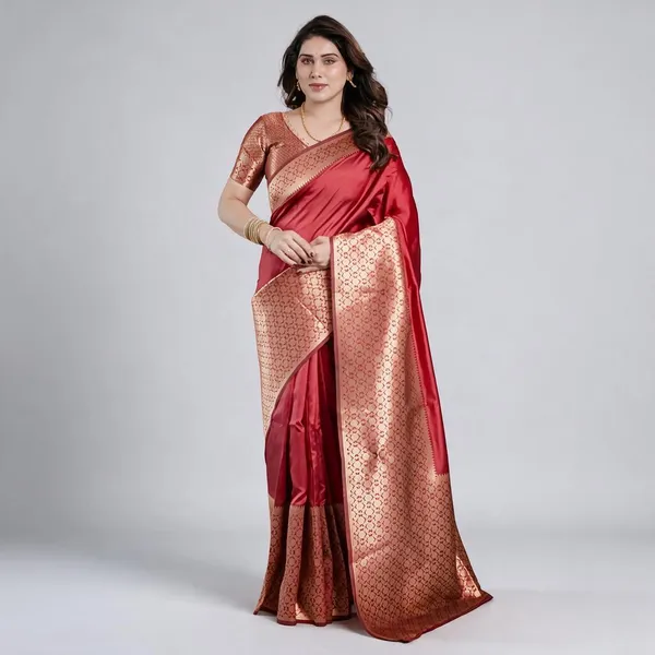 Crimson_Red_Banarasi_Silk_Zari_Woven_Saree_For_Women