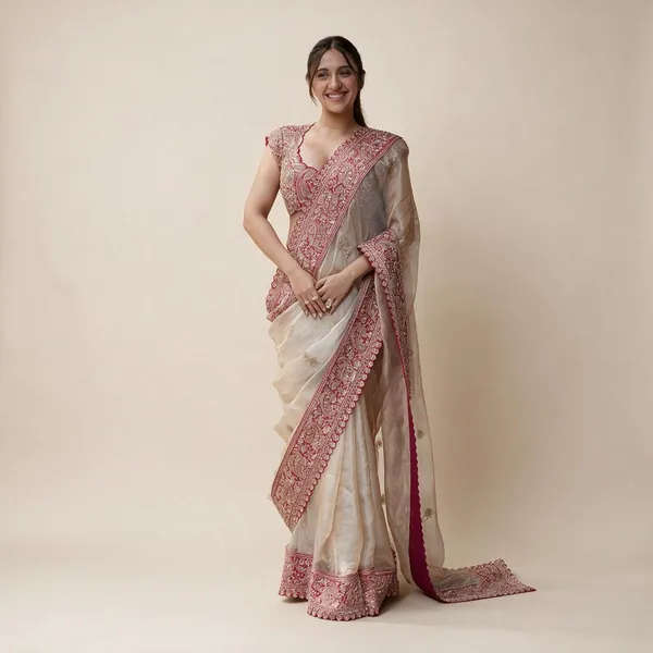 White_Pink_Nylon_Silk_Zari_Sequins_Coding_Embroidery_Saree_For_Women