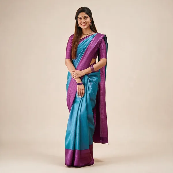 Sky_Blue_Lichi_Silk_Jacquard_Woven_Saree_For_Women