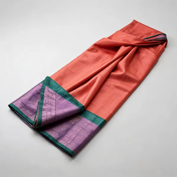 Rust_Orange_Lichi_Silk_Jacquard_Woven_Pallu_Saree_For_Women