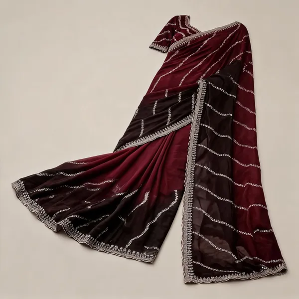 Maroon_Chiffon_Leheriya_Print_Sequin_Border_Saree_For_Women