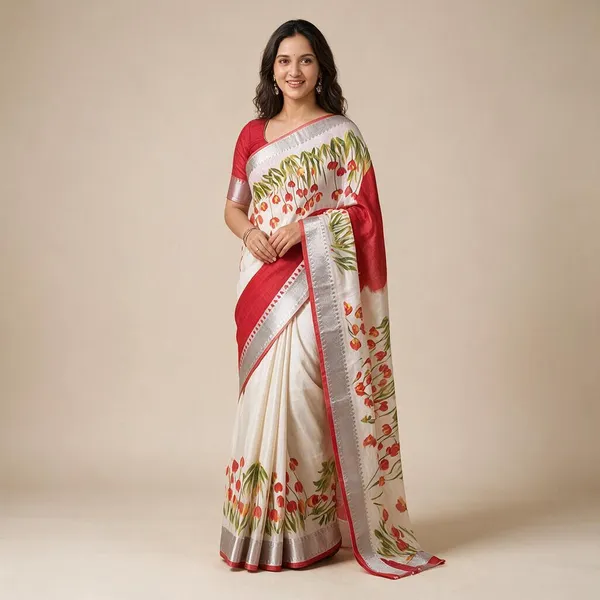 Crimson_Red_Linen_Digital_Print_Mangalagiri_Border_Saree_For_Women