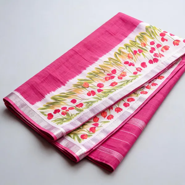 Pink_Linen_Digital_Floral_Print_Mangalagiri_Border_Saree_For_Women