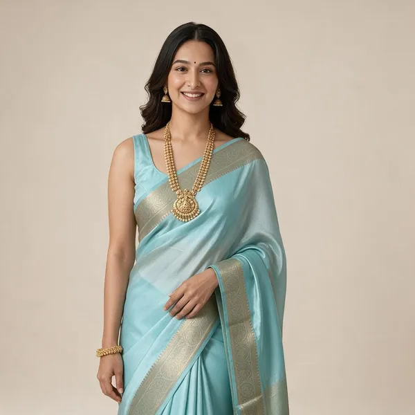 Sky_Blue_Space_Silk_Zari_Woven_Belt_Pallu_Saree_For_Women