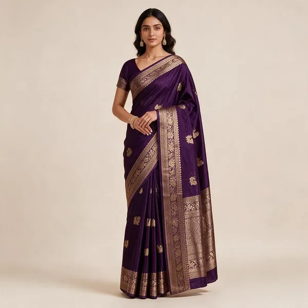 Purple_Viscose_Crepe_Silk_Jacquard_Peacock_Saree_For_Women