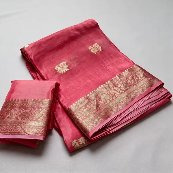 Baby_Pink_Viscose_Crepe_Silk_Jacquard_Peacock_Saree_For_Women