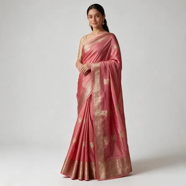 Baby_Pink_Viscose_Crepe_Silk_Jacquard_Peacock_Saree_For_Women