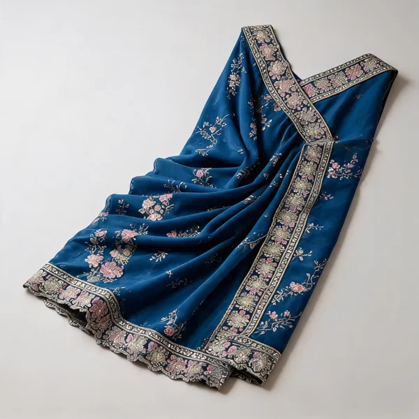 Royal_Blue_Satin_Leheriya_Sequence_Embroidery_Festive_Saree_For_Women