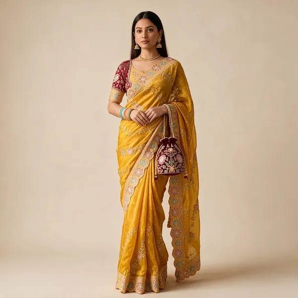 Haldi_Yellow_Satin_Leheriya_Sequence_Embroidery_Festive_Saree_For_Women