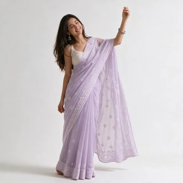 Lavender_Soft_Georgette_Chikankari_Embroidered_Saree_For_Women