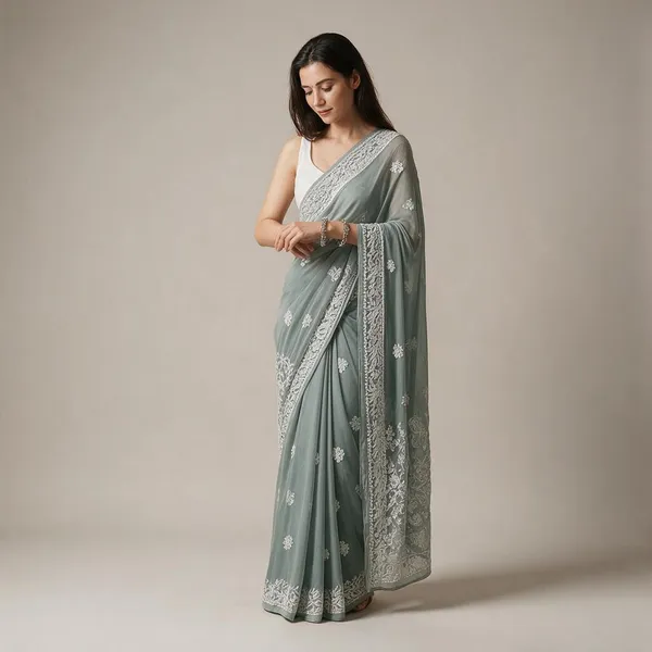 Sage_Green_Soft_Georgette_Chikankari_Embroidered_Saree_For_Women