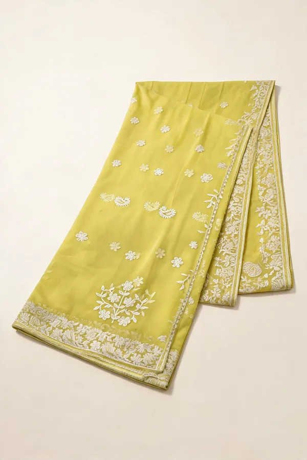Lemon_Yellow_Soft_Georgette_Chikankari_Embroidered_Saree_For_Women