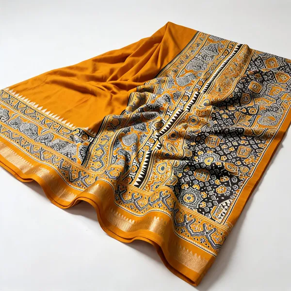 Yellow_Marshmallow_Silk_3D_Bandhej_Digital_Print_Saree_For_Women