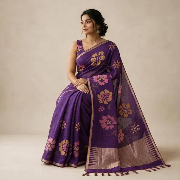 Purple_Cotton_Blend_Woven_Jaal_Jamdani_Saree_For_Women