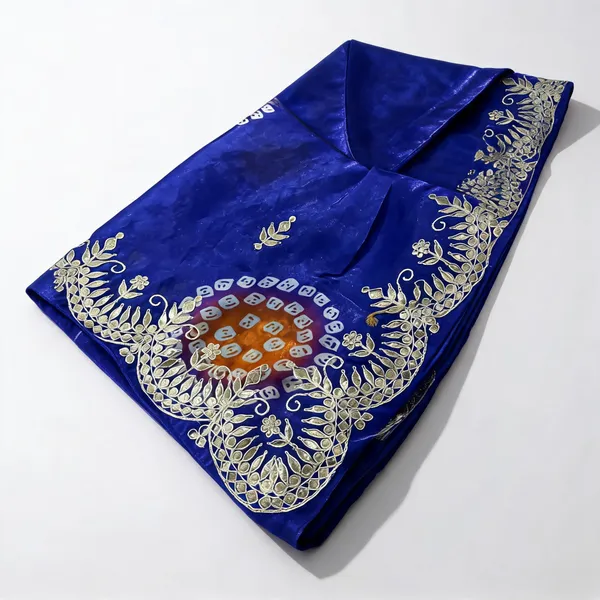 Blue_Space_Silk_Bandhej_Leheriya_Foil_Print_Saree_For_Women