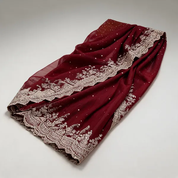 Deep_Wine_Satin_Sequins_Embroidery_Jaal_Party_Wear_Saree_For_Women