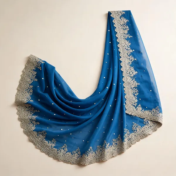 Peacock_Blue_Satin_Sequin_Jaal_Embroidery_Festive_Saree_For_Women