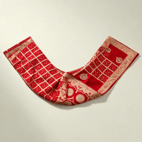 Red_Dola_Viscose_Meenakari_Checks_Gota_Patti_Pallu_Saree_For_Women