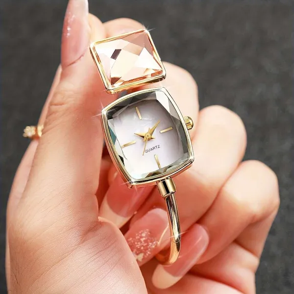 Gold_Tone_Square_Dial_Bangle_Watch_for_Women