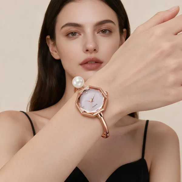 Rose_Gold_Quartz_Bangle_Watch_For_Women