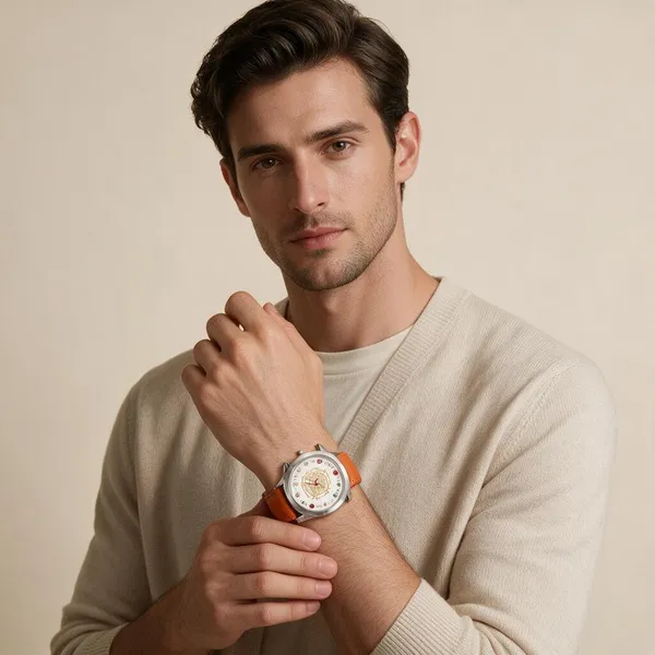 Orange_Leather_Analog_Watch_For_Unisex
