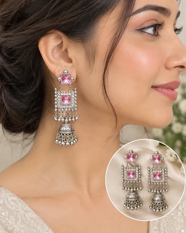 Silver_Pink_Alloy_Stone_Jhumka_Earrings_For_Women