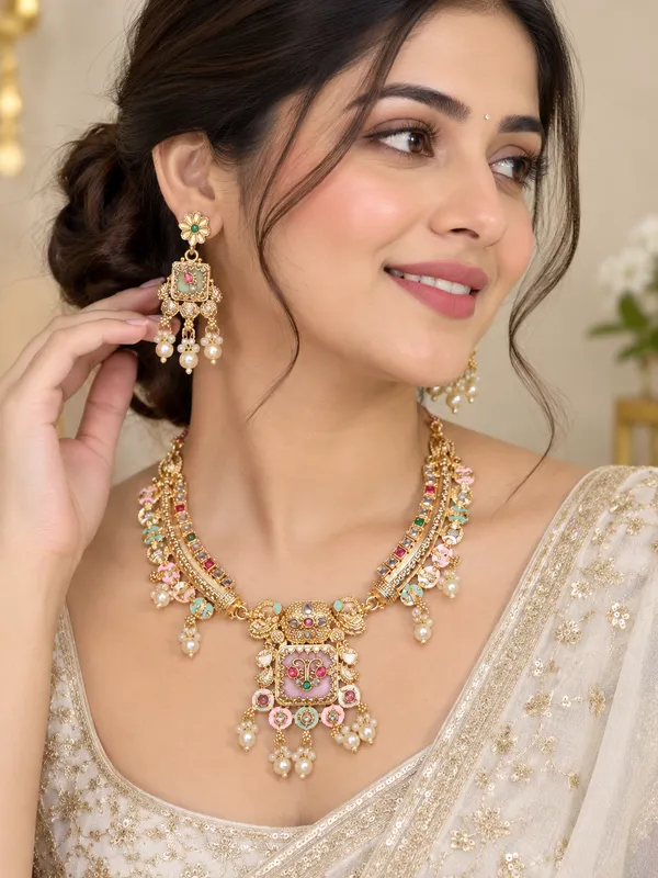 Gold_Alloy_Multicolor_Stone_Traditional_Necklace_And_Earrings_Set_For_Women