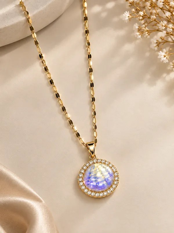 Gold_Purple_Stainless_Steel_Round_Stone_Pendant_Necklace_For_Women