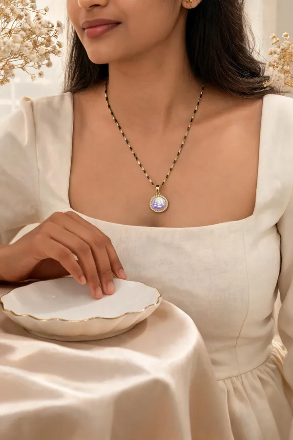 Gold_Purple_Stainless_Steel_Round_Stone_Pendant_Necklace_For_Women